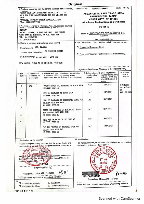 Giấy chứng nhận CO
